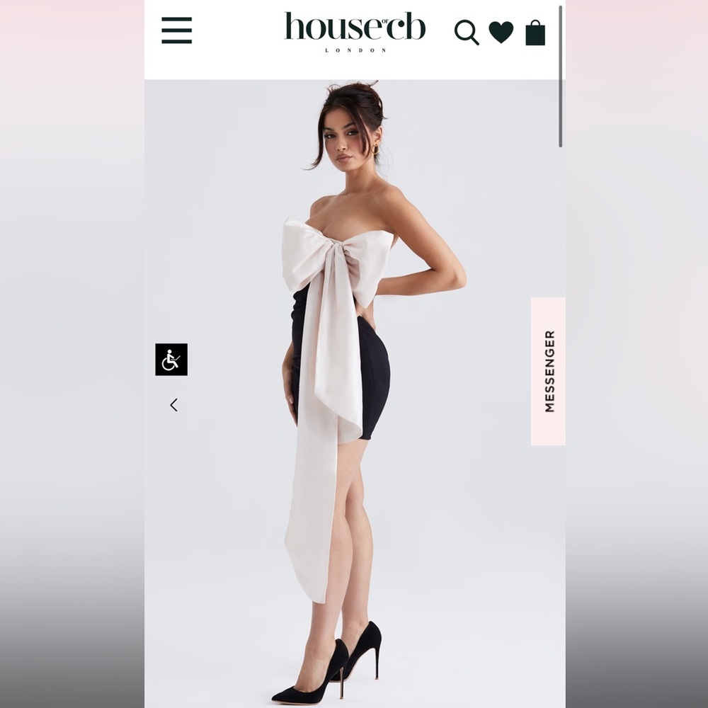 House of CB Jana Giant Ivory Bow Strapless Mini Cocktail Dress, Medium